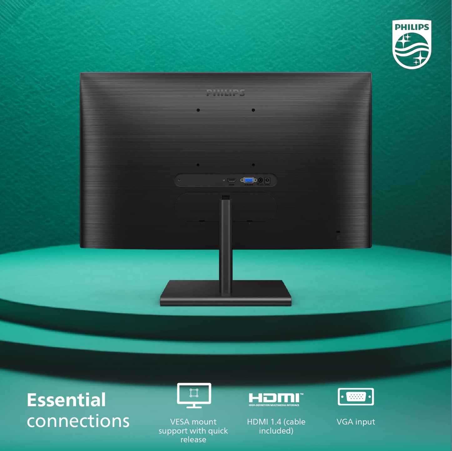 PHILIPS 241E1S Monitor sin Marco de 24 Pulgadas, 1920 x 1080 Full HD IPS, 106% sRGB, 75Hz, FreeSync, VESA.