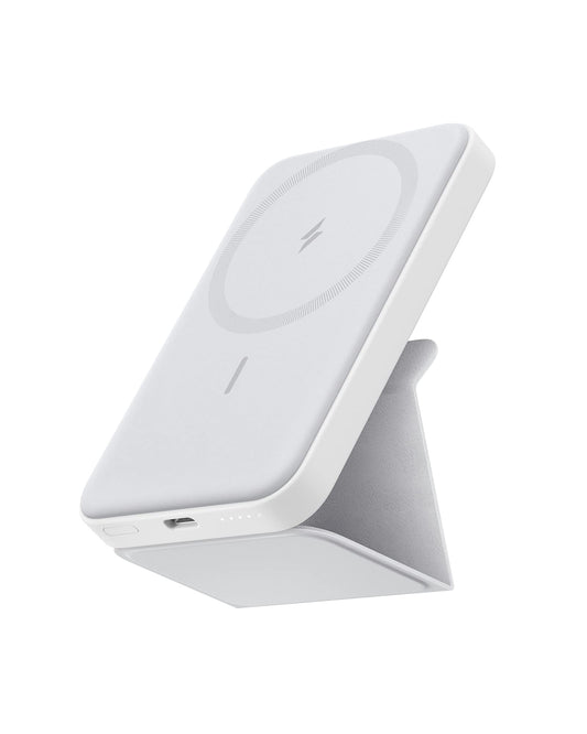 Batería Magnética Anker Blanco Dolomita Plegable 5000 mAh para iPhone 15 y 14 Series