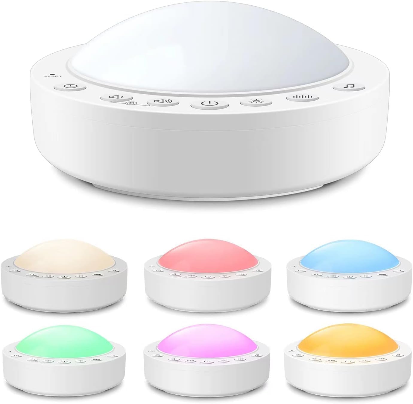 HoaBoly Máquina De Ruido Blanco Para Bebés, Máquina De Sonido Portátil Con Luz Nocturna, 16 Sonidos Relajantes Y Función De Memoria, Clip Seguro Para Bebés Y Bloqueo Para Niños, Recargable Por Usb Par