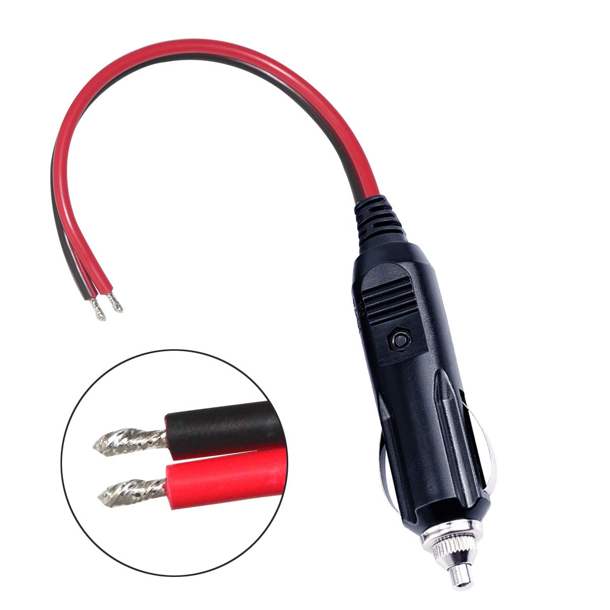 Enchufe de Repuesto Sparking Negro con Luz LED para Encendedor de Cigarrillos 12V y Cable Adaptador 24V para Automóvil
