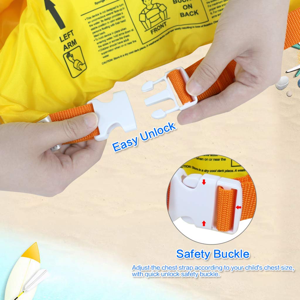 Gogokids Chaleco de natación para niños, flotadores para niñas y niños de 9-13-18-23 kg, flotadores de alberca con alas de Agua y Correa de Hombro para niños de 2-6 años