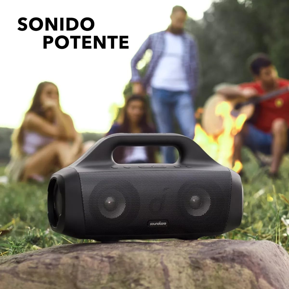 Soundcore by Anker Motion Boom Bocinas Portátiles para Exteriores con Controladores de Titanio, BassUp, IPX7, 24h de Reproducción, App, Bluetooth, Ideal para Camping