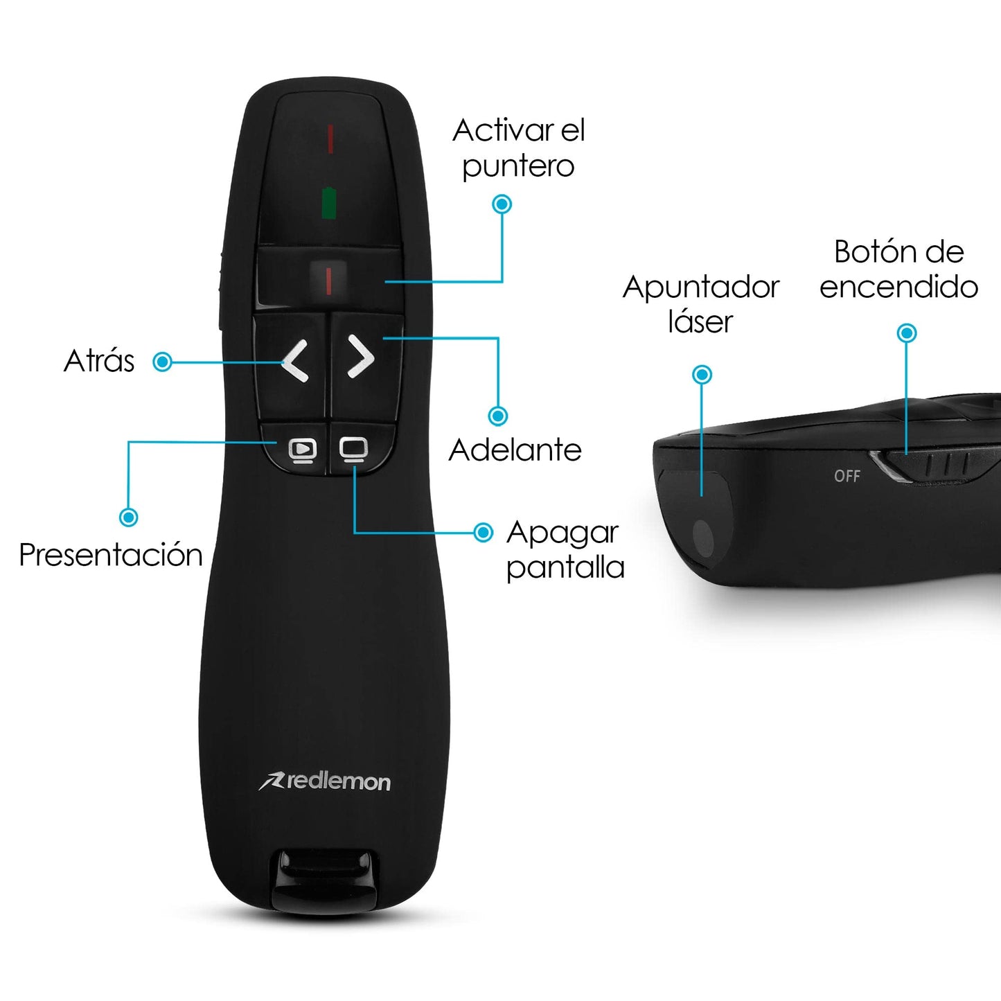 Presentador Inalámbrico Redlemon Negro con Receptor USB y Estuche