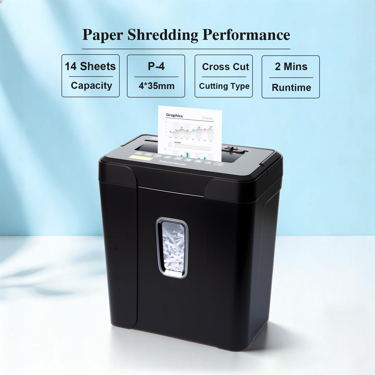 Trituradora de Papel Wingwise Negro para Oficina y Hogar 14 Hojas