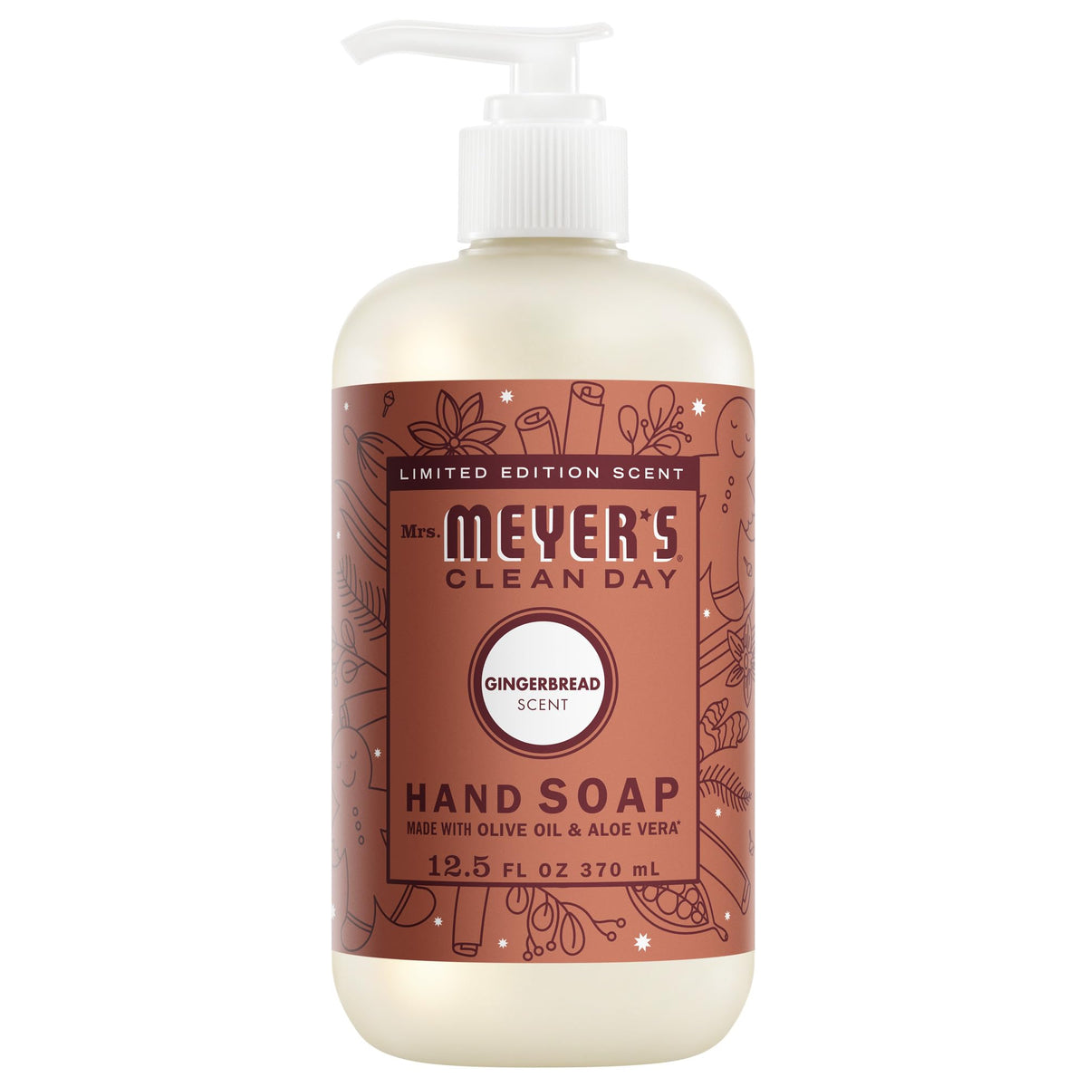 MRS. MEYER'S CLEAN DAY Jabón líquido para manos, edición limitada, aroma a pan de jengibre, botella de 12,5 onzas