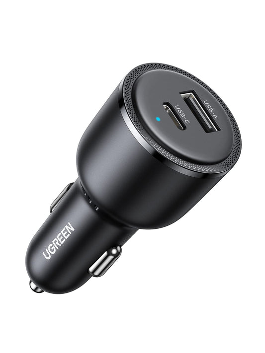 UGREEN 63W Fast Charger Cargador para Auto, Carga Rápida Tipo C Adaptador de Coche PD 45W, Quick Charge QC 18W Comaptible con Galaxy S25 S24 S23 Ultra, iPhone 16 15 14 13, iPad Pro, Redmi, Xiaomi