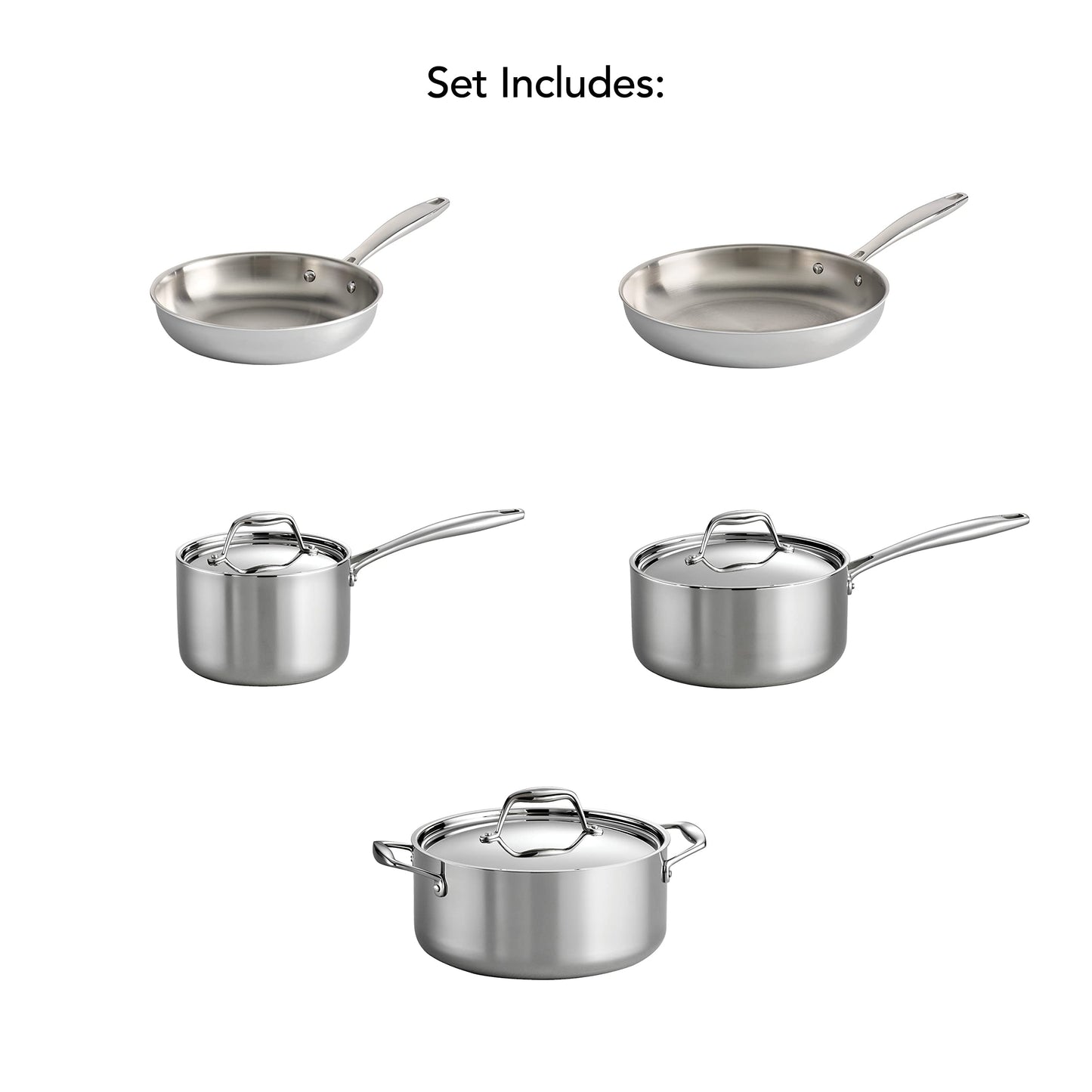 Juego de Utensilios de Cocina Tramontina Acero Inoxidable Tres Capas para Inducción y Lavaplatos