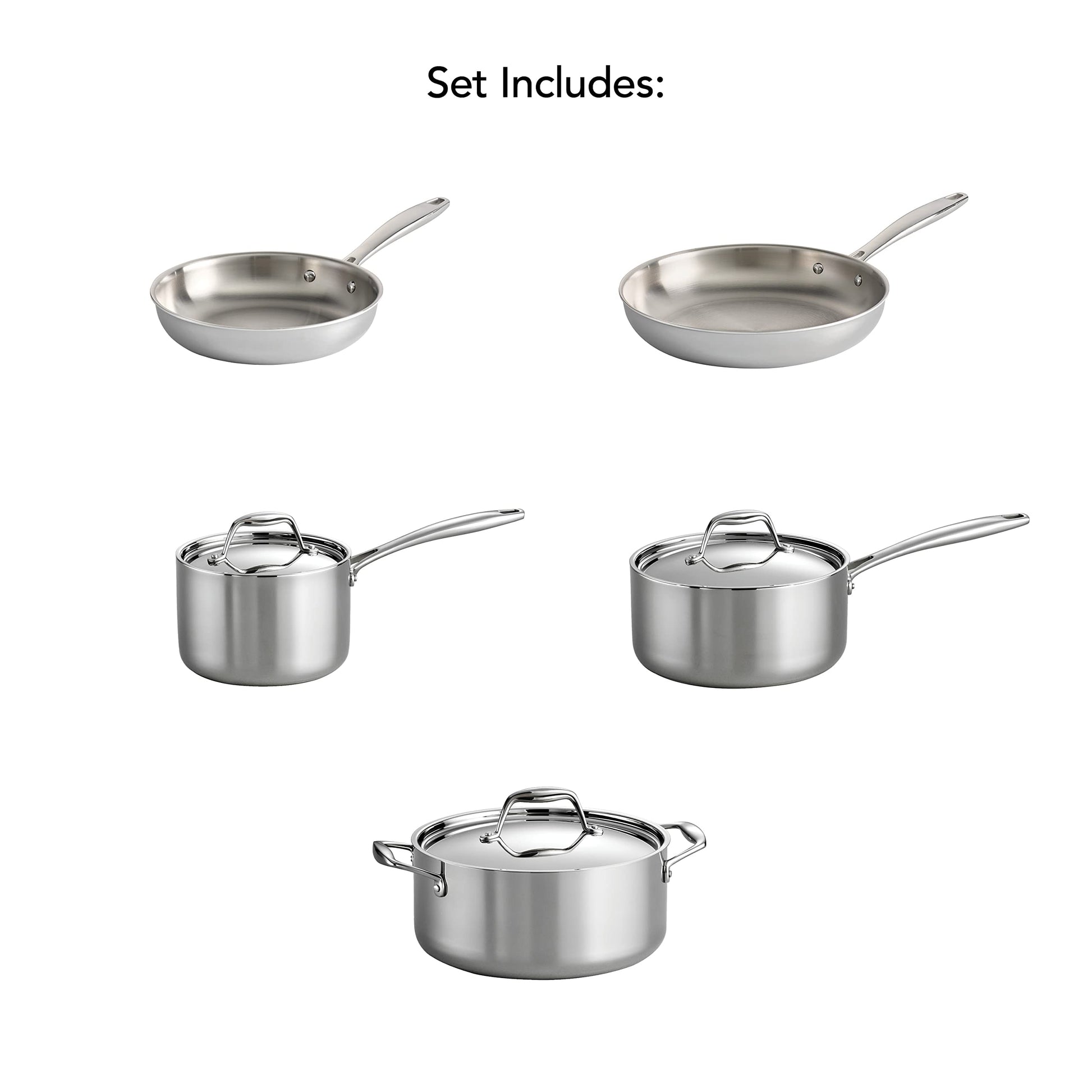 Juego de Utensilios de Cocina Tramontina Acero Inoxidable Tres Capas para Inducción y Lavaplatos