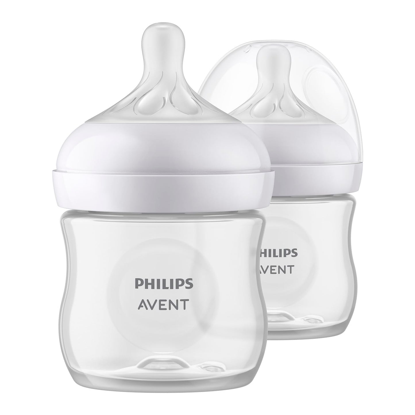 Biberón Natural Response Philips Avent Transparente con Válvula Anticólicos Flujo Lento 2, 4 oz, 2 Piezas