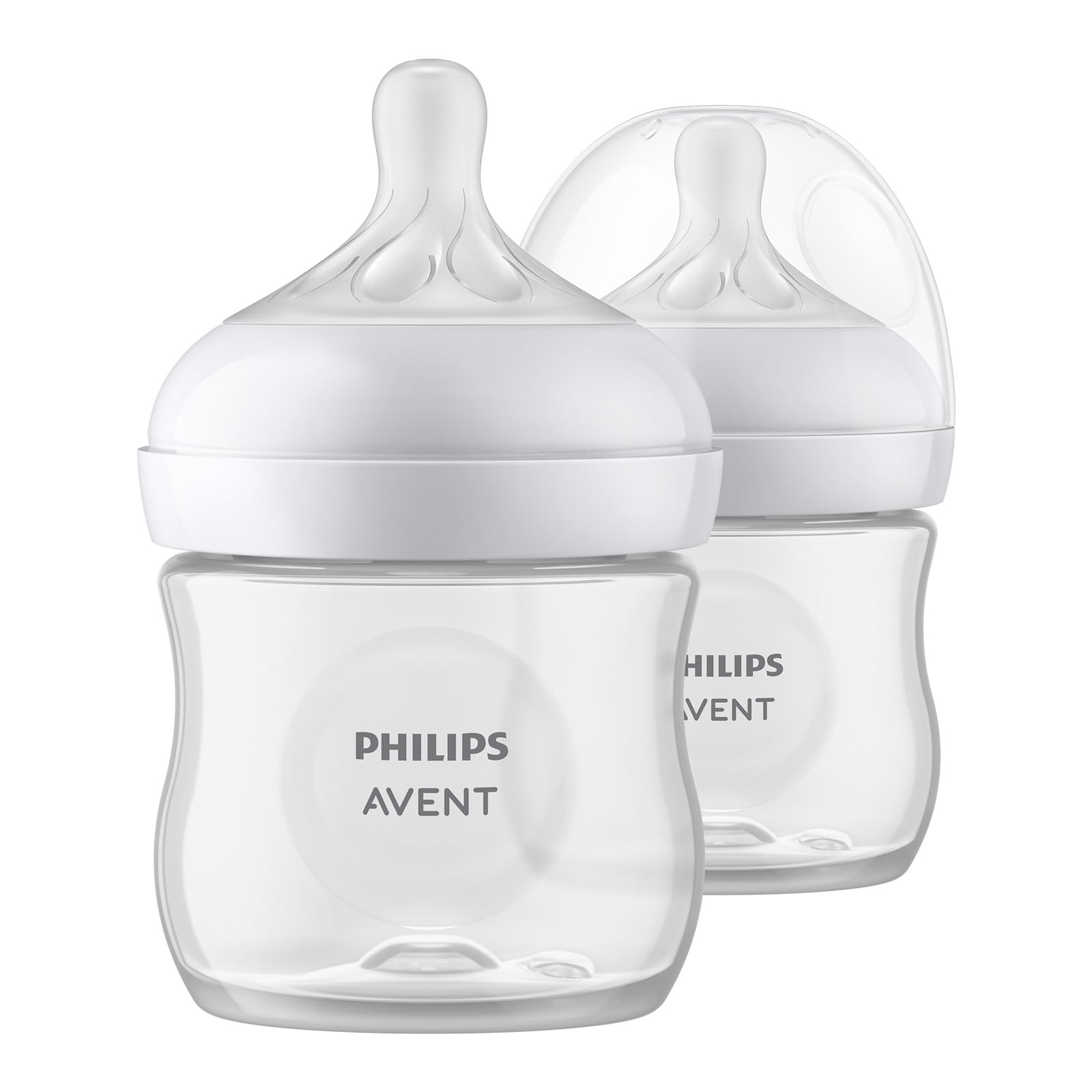 Biberón Natural Response Philips Avent Transparente con Válvula Anticólicos Flujo Lento 2, 4 oz, 2 Piezas