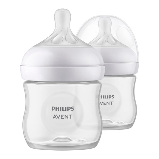 Biberón Natural Response Philips Avent Transparente con Válvula Anticólicos Flujo Lento 2, 4 oz, 2 Piezas
