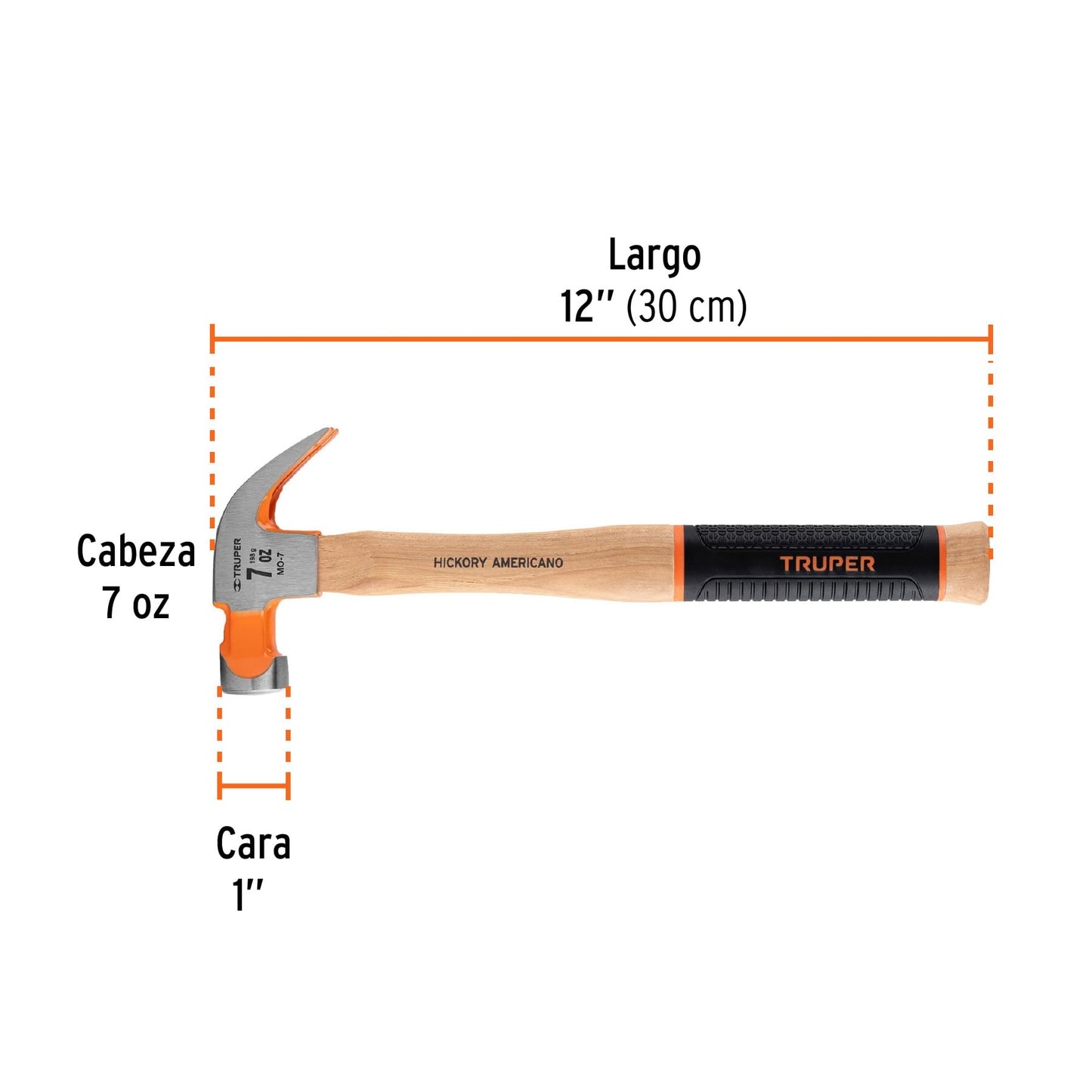 Martillo Truper Pulido uña Curva Hickory 7 oz