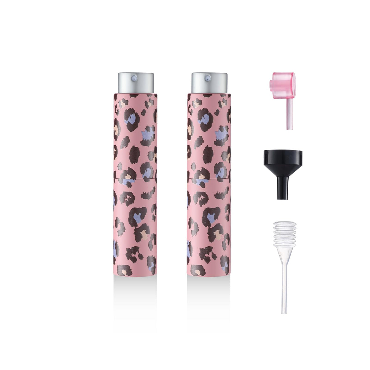 IRON BILL - Botella de perfume de viaje recargable (impresión de leopardo) mini botella atomizadora portátil para colonia y perfume (2 unidades, rosa)