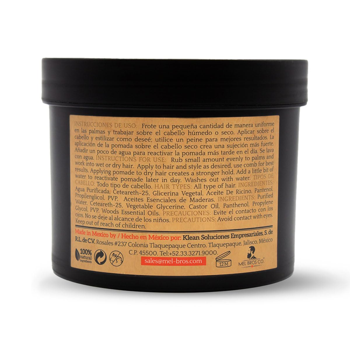 MEL BROS CO. - Hair Styling Pomade - Pomada para estilizar el Cabello. Base Agua. (32 oz / 946.35 ml, Extra Fijación)