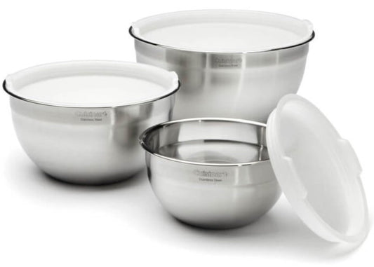 Cuisinart CTG-00-SMB Set de 3 tazones para mezclar, hechos de acero inoxidable, con tapa