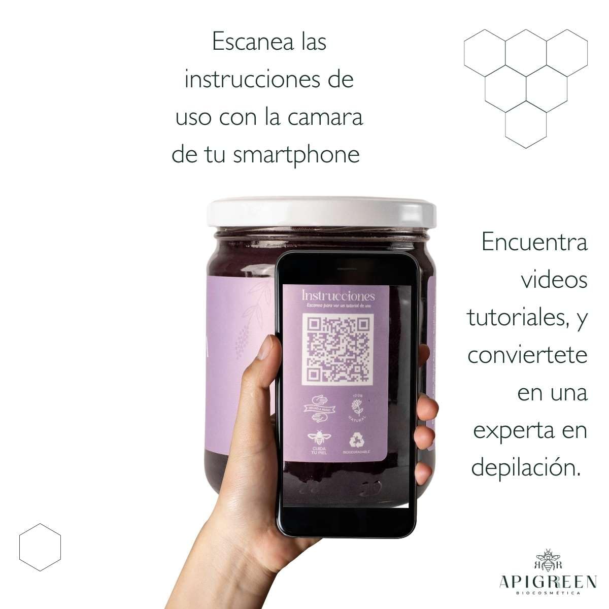 APIGREEN - CERA ESPAÑOLA DEPILATORIA (400GRS) + APLICADORES, PIEL SENSIBLE - BIKINI, ROSTRO, PIERNAS, BARBA | DEPILA SIN DOLOR | EFICAZ EN TODO TIPO DE VELLO (Lavanda)