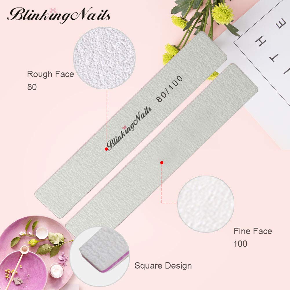 10 limas de uñas de grano 80/100/180 profesionales para uñas naturales, de doble cara, lavables, desechables, para manicura o salón de manicura, 80/100 10pcs