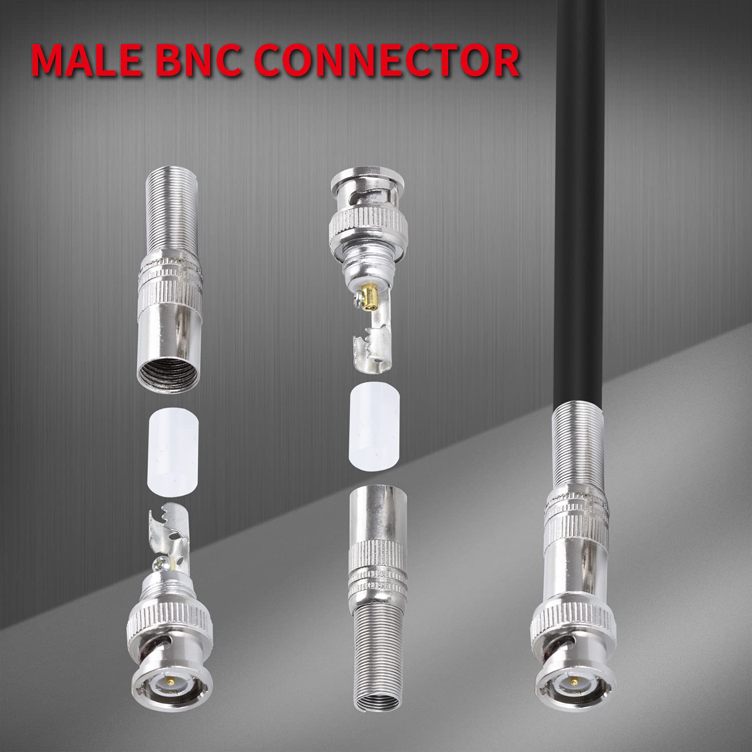 DAIERTEK - 24 conectores BNC RG59 RG6 macho sin soldadura BNC conector de compresión atornillado terminal coaxial para CCTV seguridad vigilancia cámara cable coaxial