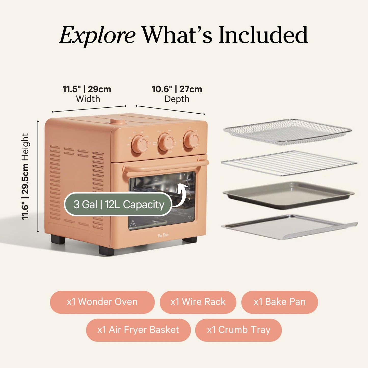Our Place Wonder Oven | Freidora de aire 6 en 1 y horno tostador con infusión de vapor | Compacto, apto para encimera, precalentamiento rápido, multifuncional, freír al aire, tostar, hornear,