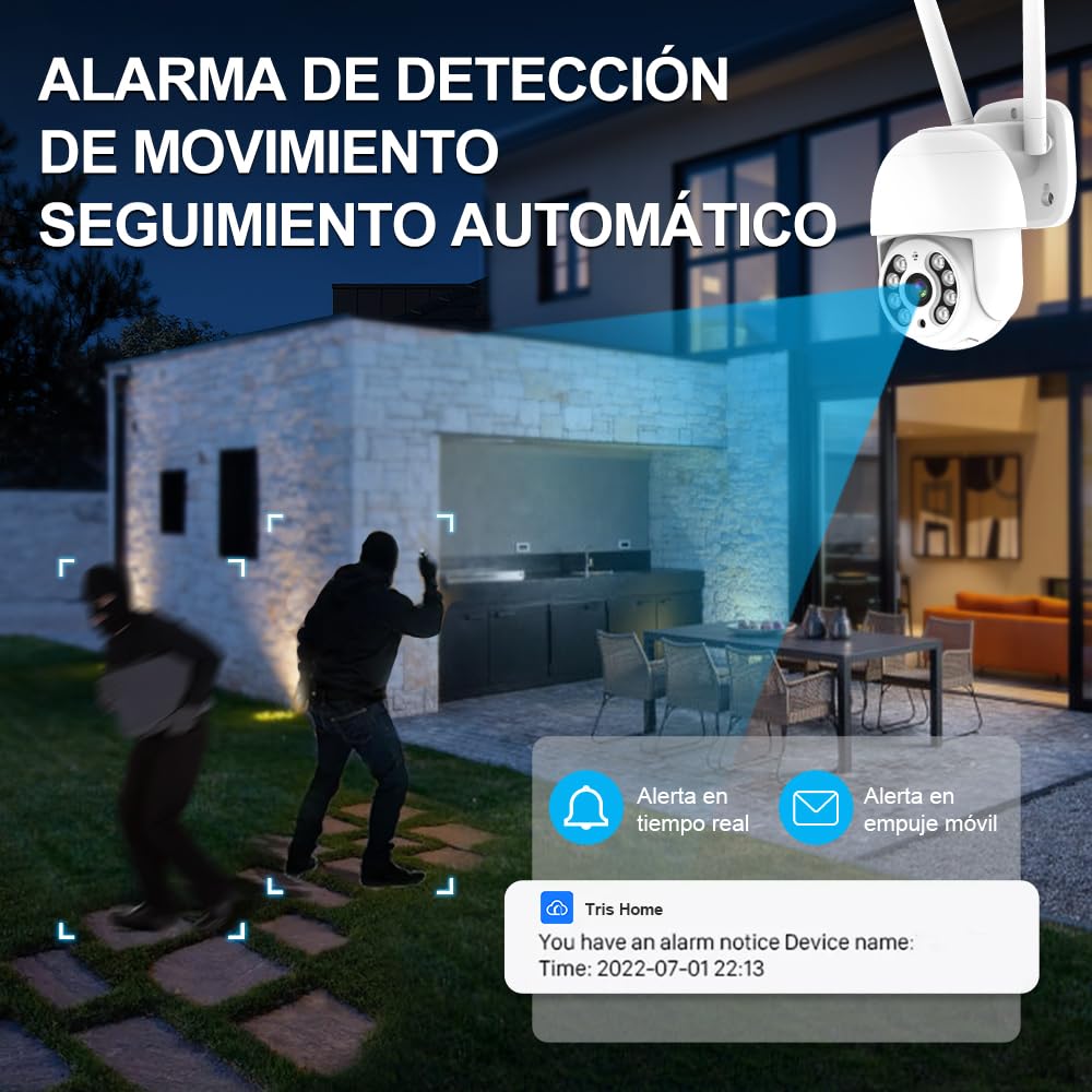 Cámara de Seguridad Exterior EASYTAO C05 Blanca 2MP 360 Grados WiFi con Visión Nocturna y Audio Bidireccional