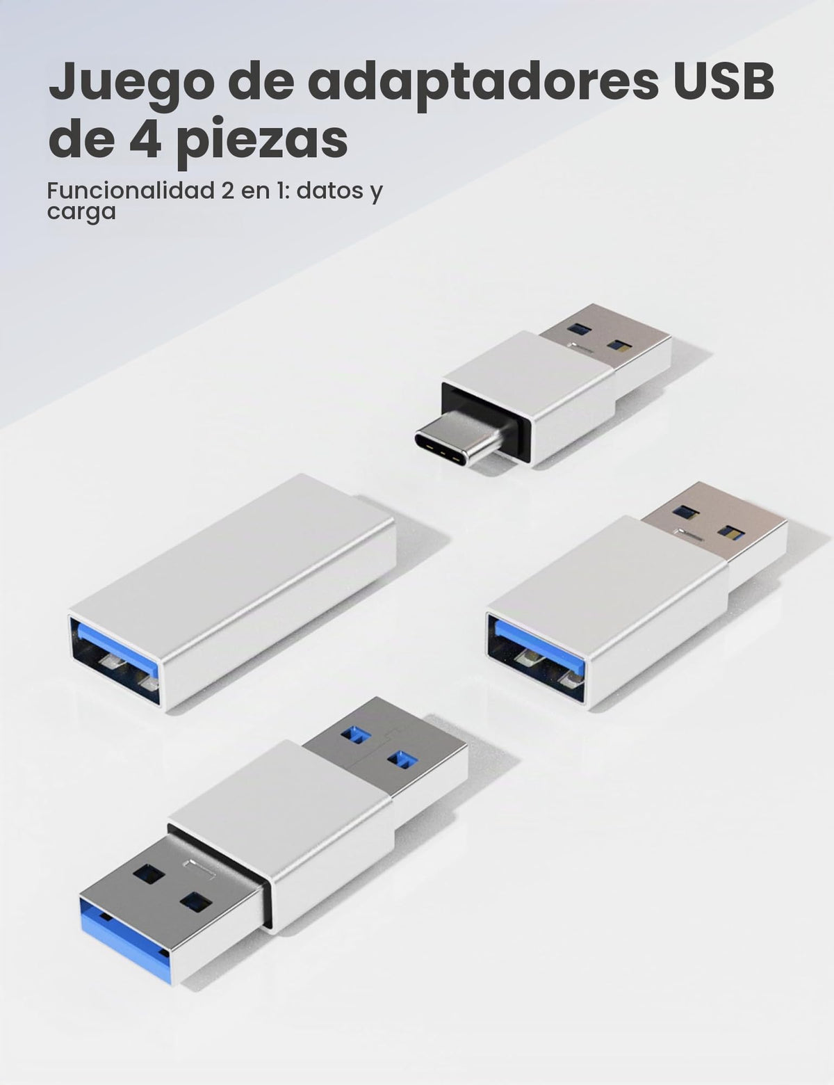 Adaptadores USB 3.0 Fidioto Plateado de Alta Velocidad