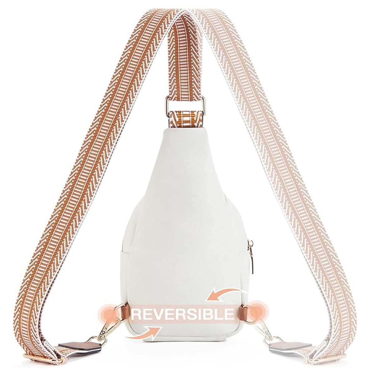 Riñonera de Piel Moda Deportiva Blanco con Correa Ajustable para Mujer