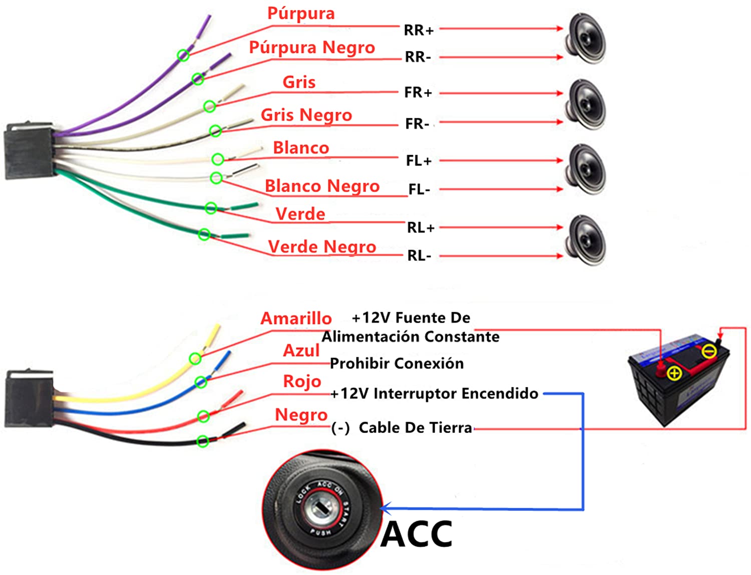 Auto Estereo Bluetooth MP3 Radio Reproductor Música De Coche Manos Libres FM SD Aux USB Luz Multicolores