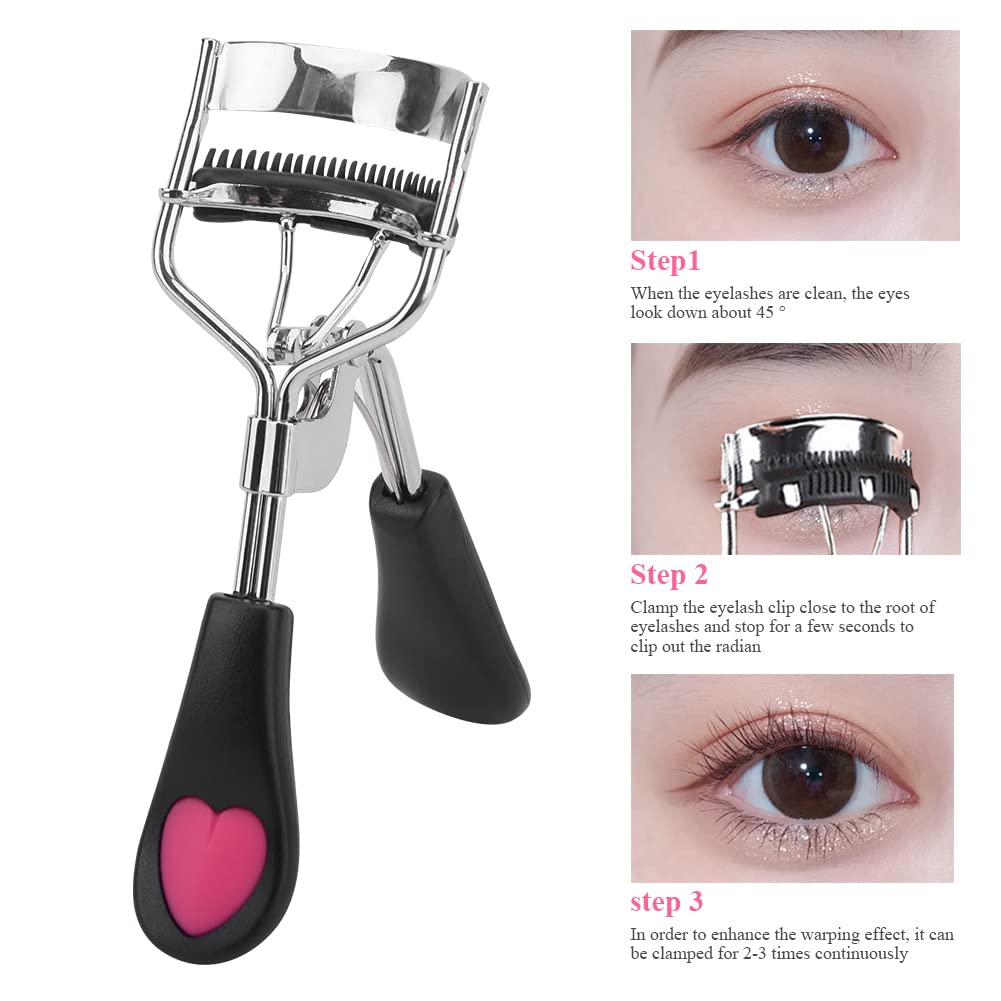 CfoPiryx 3 rizadores de pestañas con peine integrado, accesorio de pestañas postizas, herramientas profesionales de maquillaje para ojos para mujeres pestañas rizadas (tamaño 3 piezas)