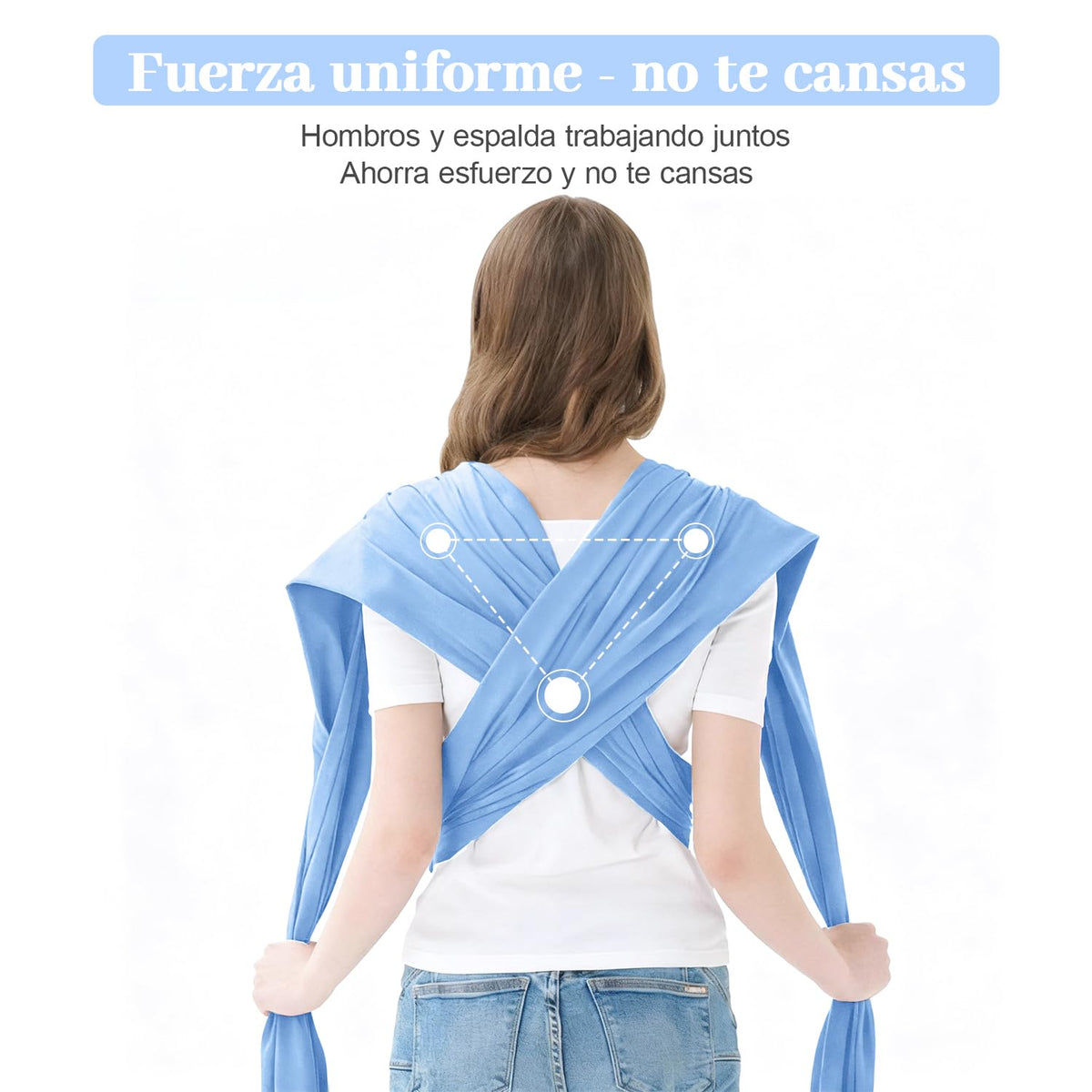 Niños Portador, 1 Pieza ajustable Niños Portador, Fular Elástico para Bebé y Recién Nacido Ergonómico, Hasta 10Kg (Azul claro)