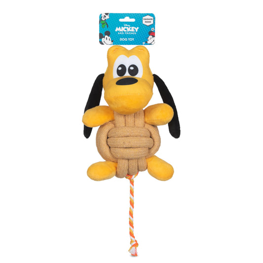 Disney for Pets Pluto Knotty Rope Juguete para Mascotas con chirriador, 9 Pulgadas | Juguetes chirriantes para Perros | Juguete de Cuerda para Perros Inspirado en Plutón de Mickey y Amigos