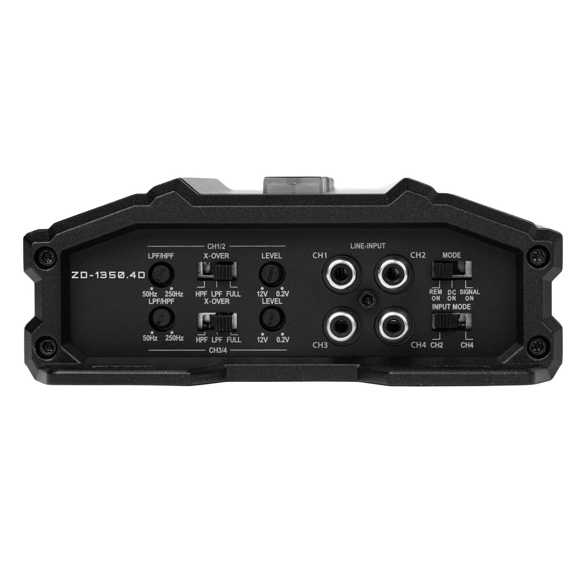 Hifonics Zeus Delta ZD-1350.4D - Amplificador de audio para coche compacto de 4 canales niquelado con función de encendido automático, color negro