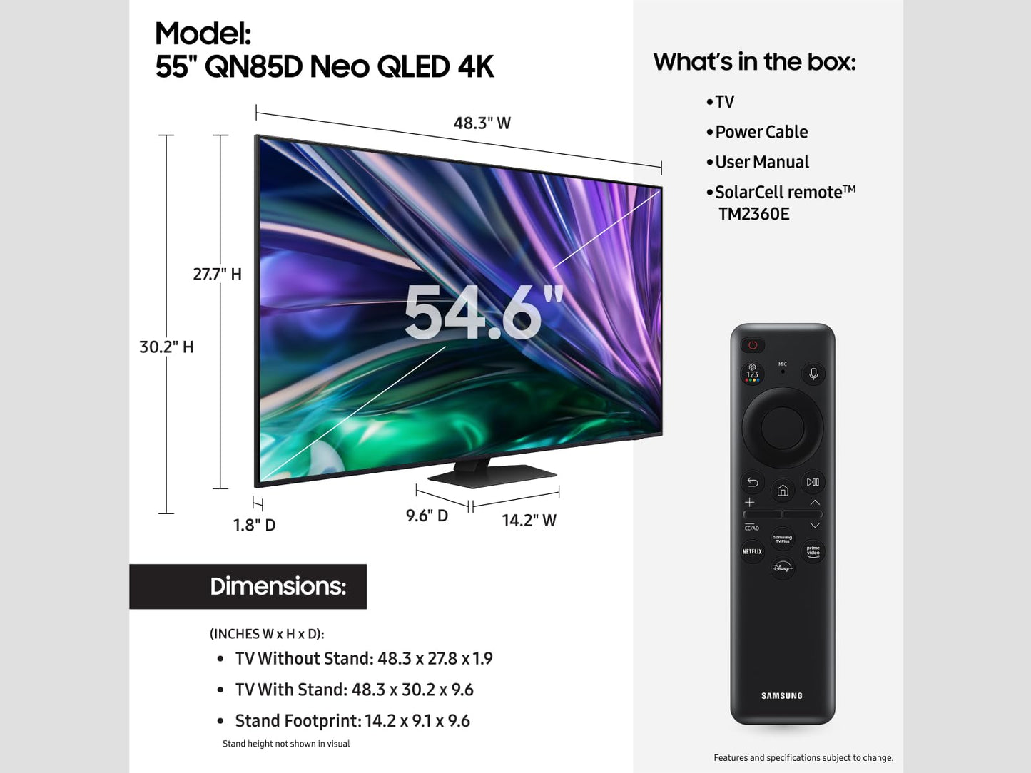 Smart TV QLED 4K SAMSUNG 55 Pulgadas Neo Quantum HDR con Dolby Atmos y Alexa Incorporado