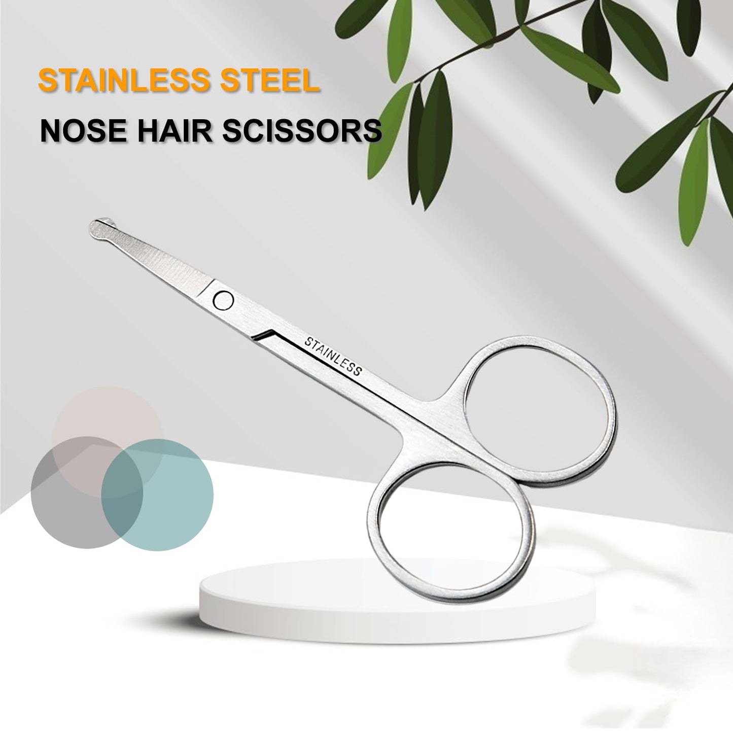 Hysotok - Cortapelos para nariz, tijeras de pelo de acero inoxidable para nariz, punta redonda, fácil de cortar, pinzas para recortar el pelo de nariz, cejas para hombres y mujeres