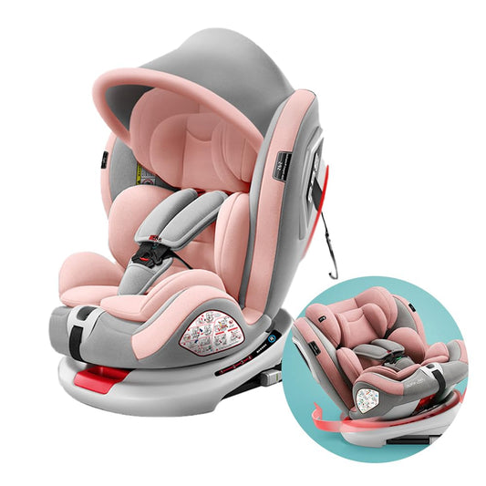 Asiento para Bebé FINYQBET Rosa 3 en 1 con Rotación 360° y Arnés de Cinco Puntos para Máxima Seguridad