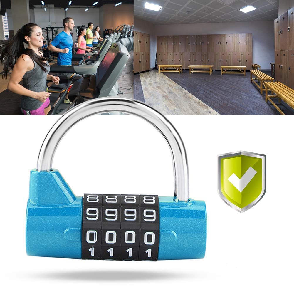 Candado de combinación con 4 números de marcado, gabinete de casa Caja de viaje Gimnasio Locker Código de seguridad Bloqueo(Blue)