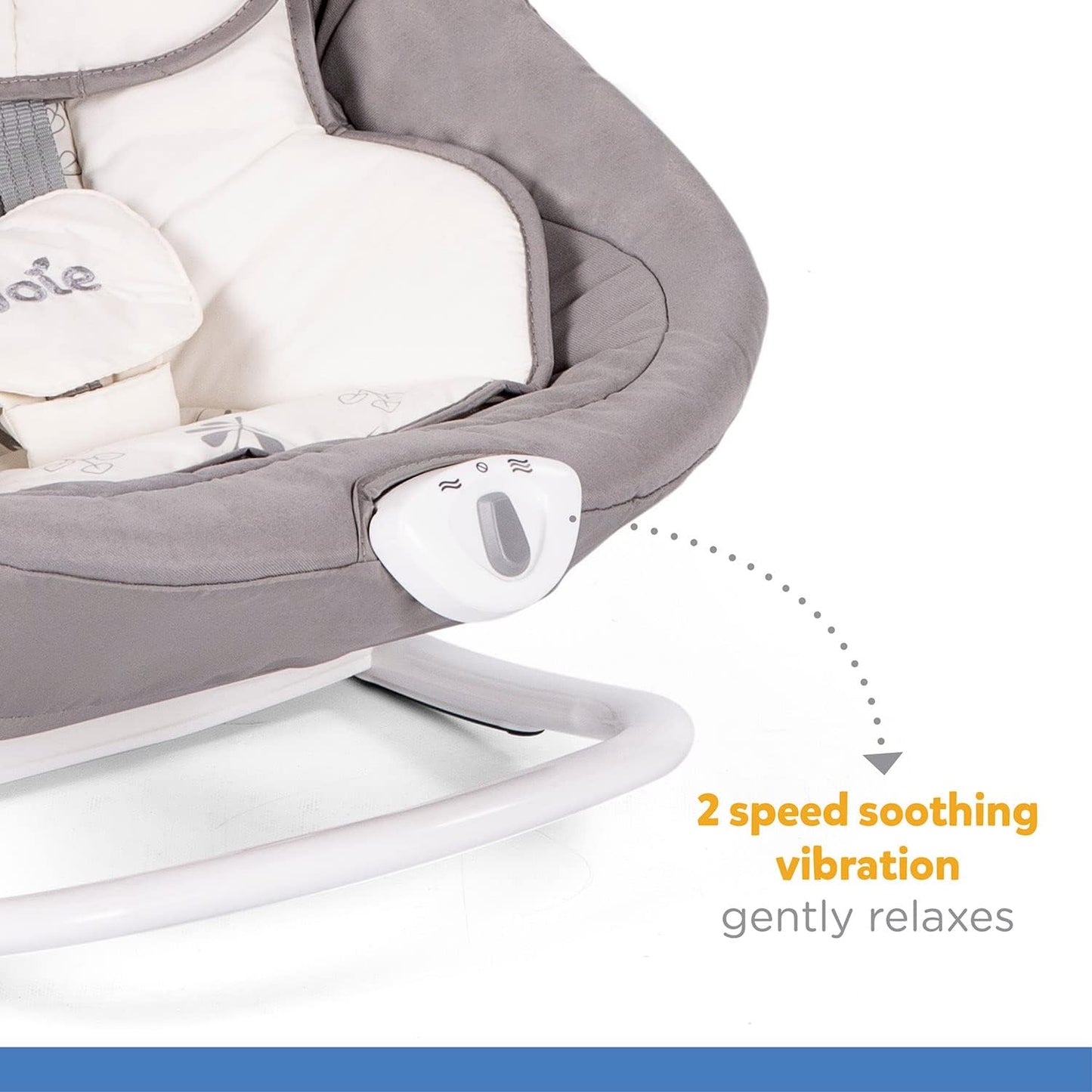 Joie Columpio Portatil para Bebe Sansa, Cuna Mecedora con Giro de 90°, Silla Mecedora Reclinable con 3 Posiciones y Vibracion Calmante, Bouncer Electrico para Bebe