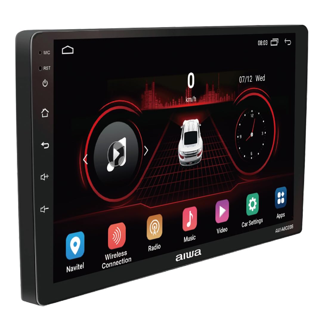 Aiwa Autoestéreo AW-A802BS Android 11 Pantalla QLED 9″ HD Bluetooth 4.2 WiFi GPS USB AUX RCA 4×50W 2GB RAM 32GB CarPlay Android Auto Cámara Reversa Negro