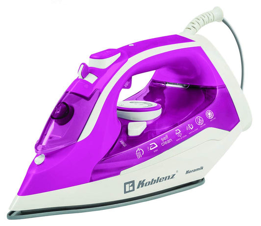 Plancha de Vapor Koblenz Rosa Blanco con Suela Cerámica Anti-sarro y Auto-Apagado