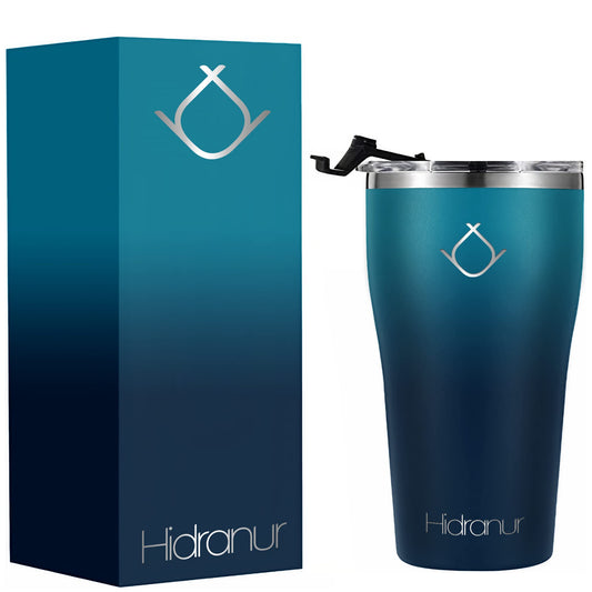 Hidranur Termo de Acero Inoxidable Doble Aislamiento Térmico, Termo 20 oz (591.471 ml), Termo para Café, Tapa Hermética Antifugas, Popote Incluido (Verde, 20 Oz (591.471 ml))