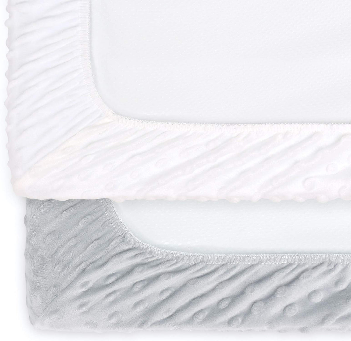 The Peanutshell Fundas de cambiador de felpa Minky para bebés y niños | 2 unidades en color gris y blanco unisex