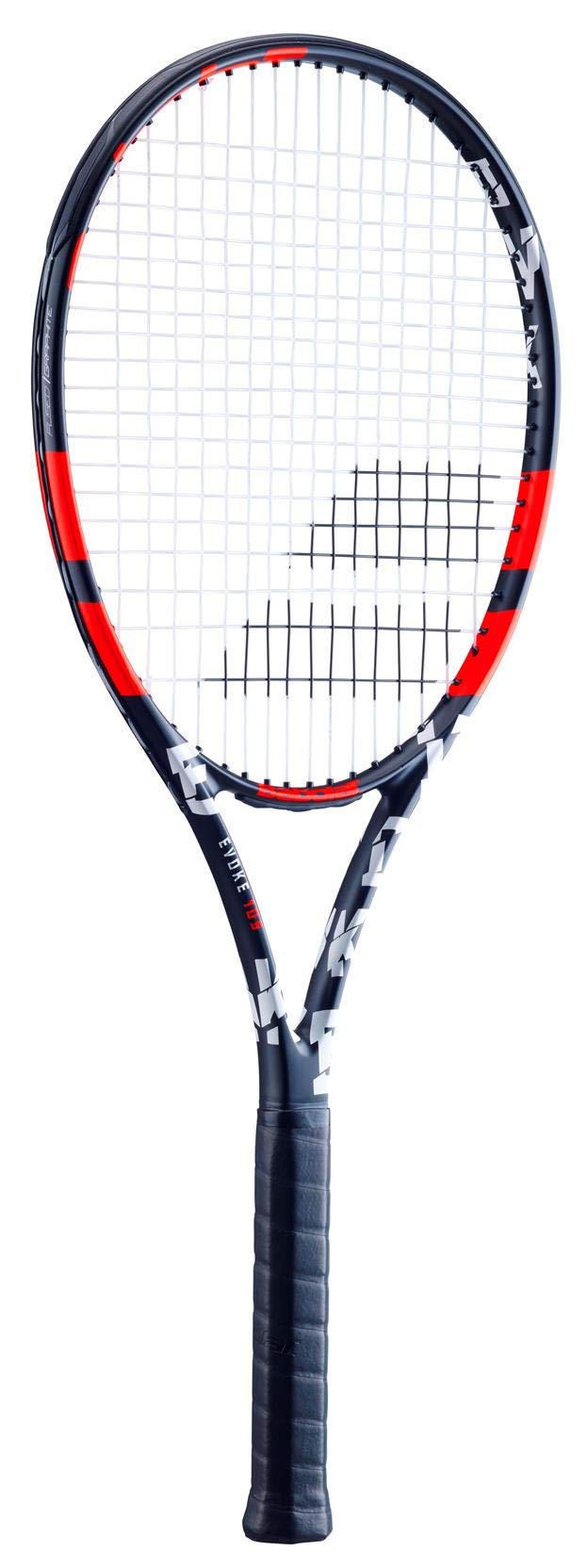 Babolat Evoke 105 - Raqueta de Tenis con Cuerda, Negro/Naranja (Agarre de 4 1/2")