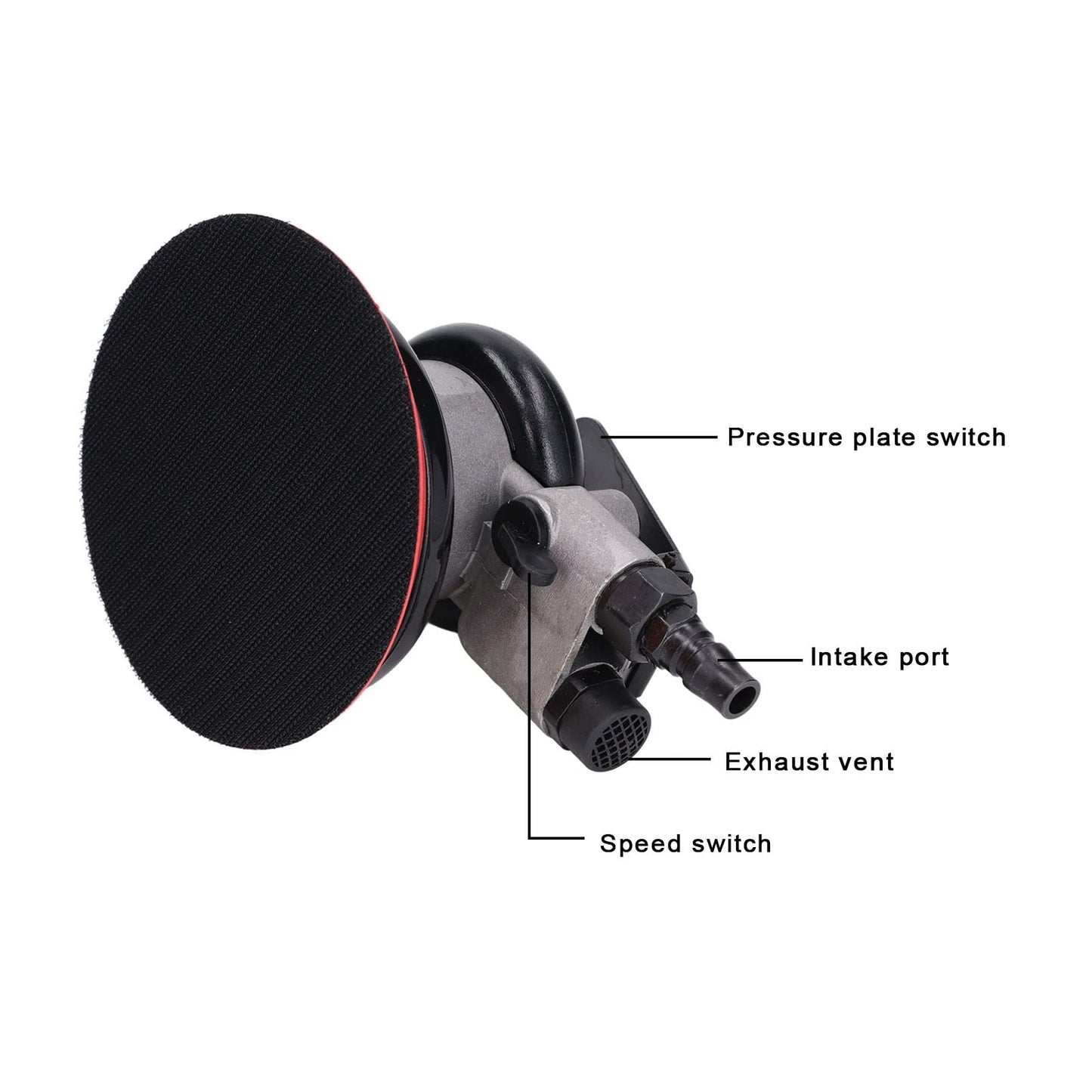 Lijadora Orbital Aleatoria de Aire 12000Rpm Lijadora de Palma Neumática Lijadora de Automóvil de Aire de Aleación de Aluminio