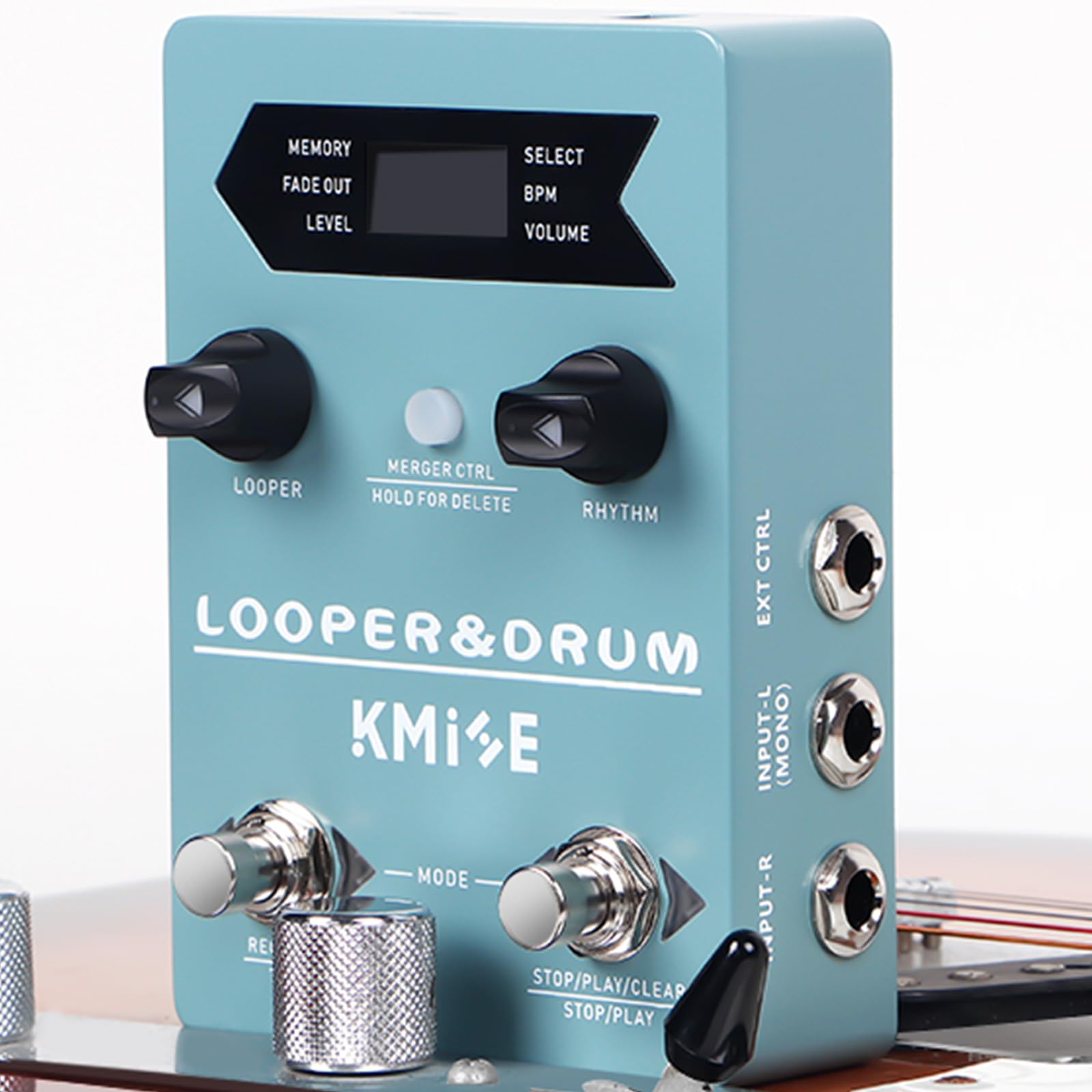 KMISE Loop Pedal & Drum Machine 2 en 1, pedal estéreo para guitarra con 100 estilos de ranuras de tambor, 40 ranuras 160 minutos de capacidad de grabación de looper compatible con
