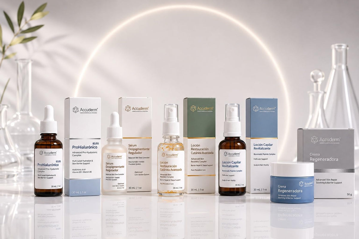 Loción Capilar Accuderm 30ml con Biotina Cafeína y Niacinamida Tratamiento Anticaída para Cabello Barba y Cejas