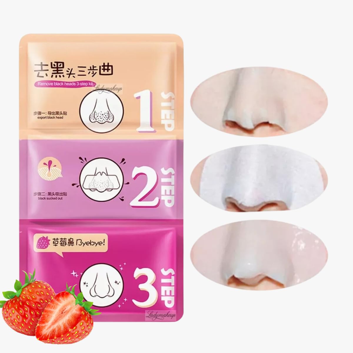 UNIVERSOENLÍNEA.COM | Paquete 50 Mascarillas 3 Pasos Eliminar Puntos Negros Nariz Barros Peel off Remueve y Reduce Poros Cuidado facial Extrae Puntos Negros Remueve Grasa Nasal (Multicolor / 50pcs)