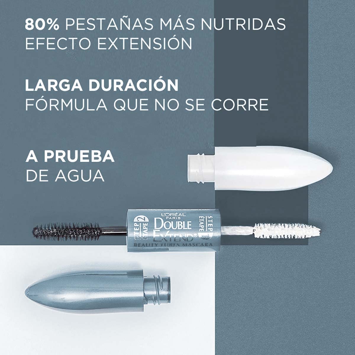 L´Oréal Paris Mascara de Pestañas a Prueba de Agua Double Extension Beauty Therapy, 12 ml