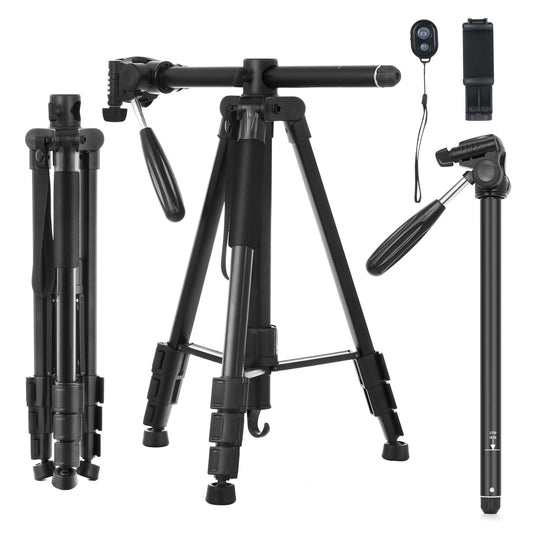 BHCASE TTT-009 Trípode de fotografía portátil de 168 CM / 66,14 Pulgadas Cámara monopié Soporte de trípode Horizontal Aleación de Aluminio Giratorio de 360 ° Capacidad de Carga de 5 kg / 11 Libras