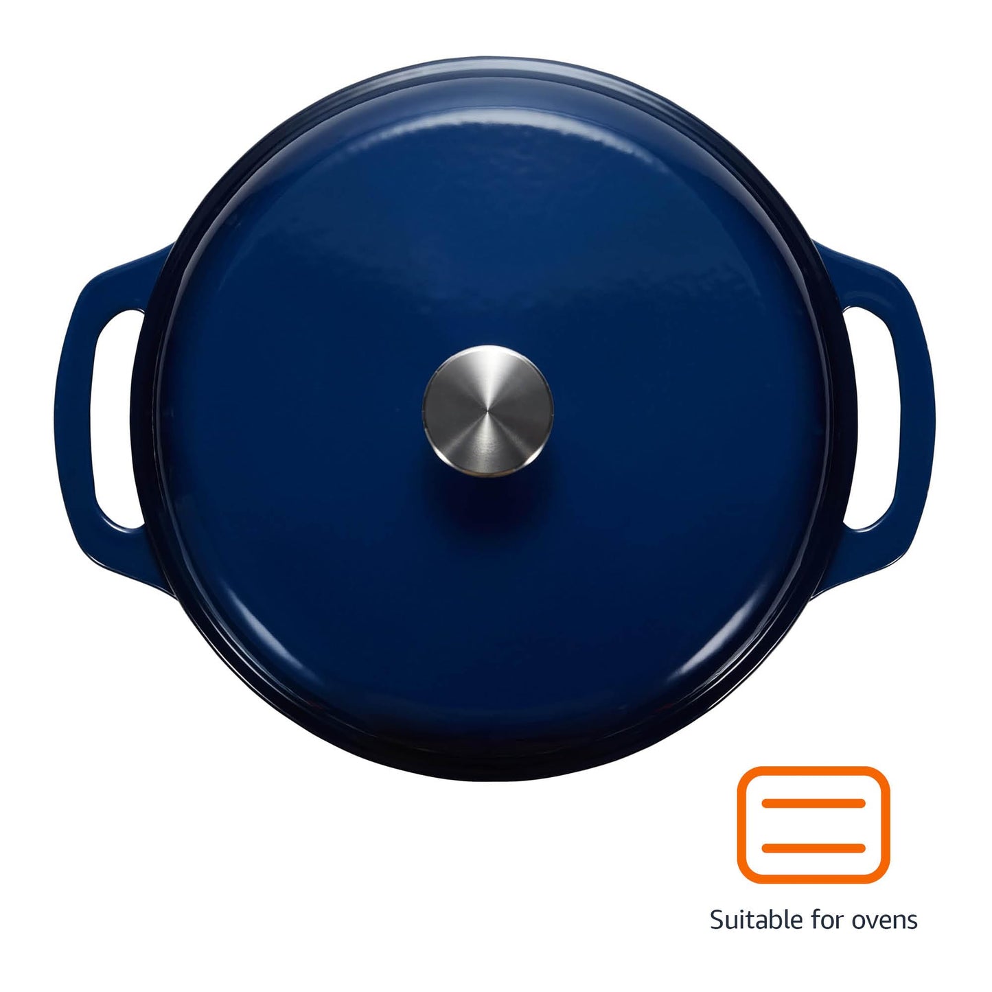 Amazon Basics - Horno holandés cubierto de hierro fundido esmaltado, 6 cuartos de galón, azul marino