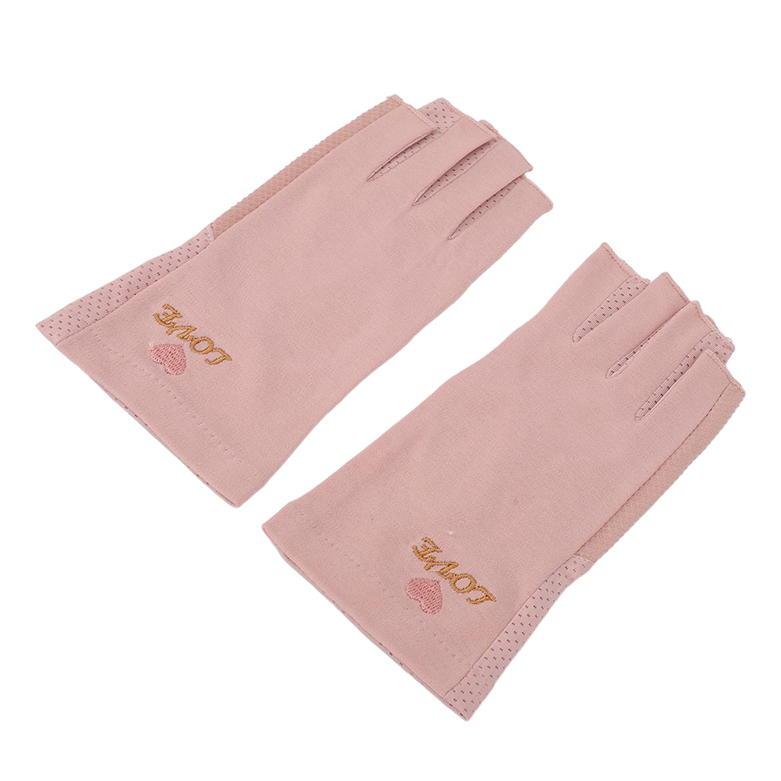 Guante de Protección UV, de Lámpara de Uñas de Algodón de Fibra sin Dedos Transpirables sin Dedos Anti UV Proteger los de Manicura Manicure Nail Art Dryer(gris rosa claro)