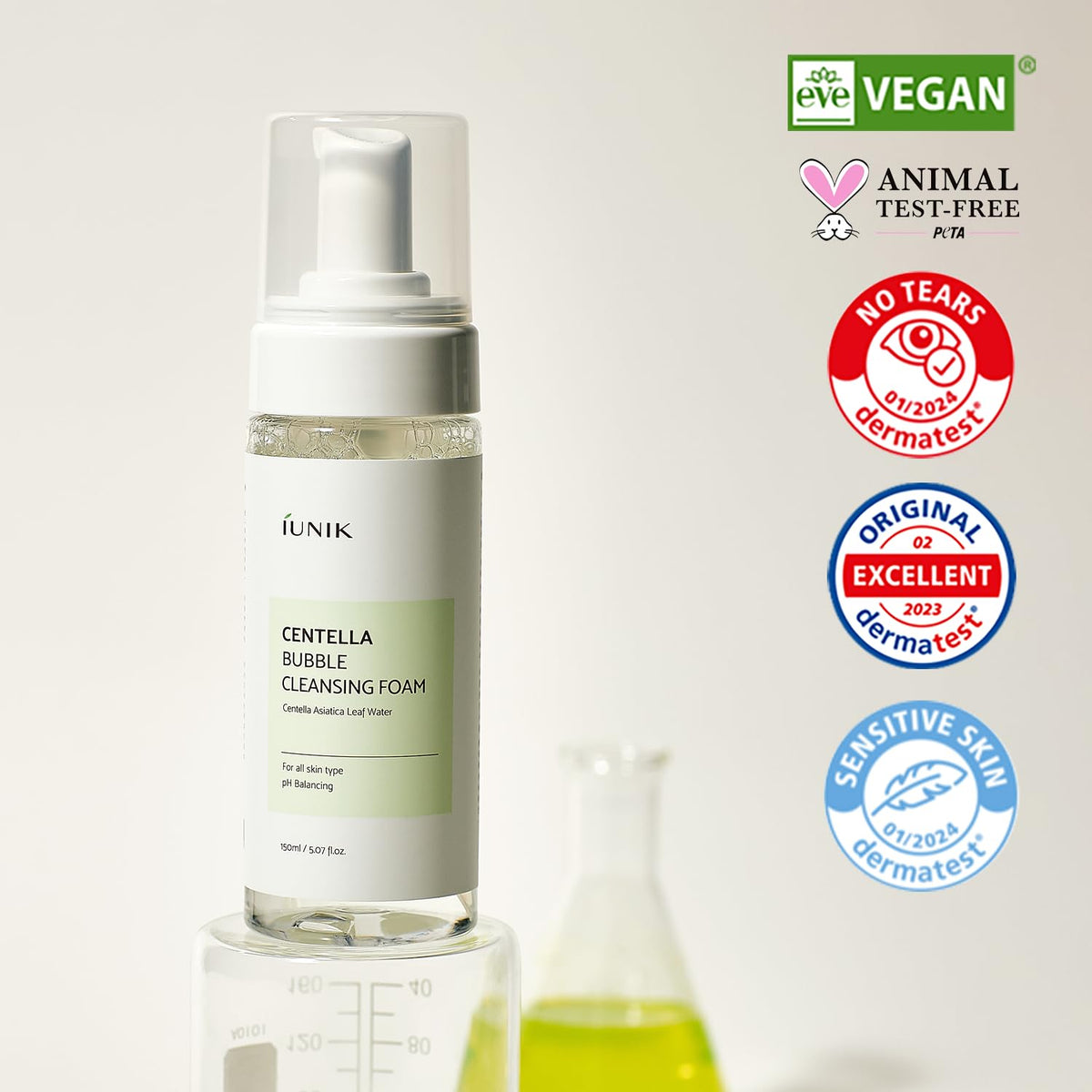 iUNIK Centella Espuma de limpieza de burbujas, 150 ml. oz. Con MAKEP:REM Safe me. Crema de hidratación para alivio de la humedad